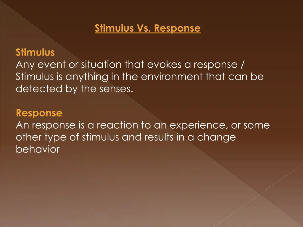 stimulus vs response