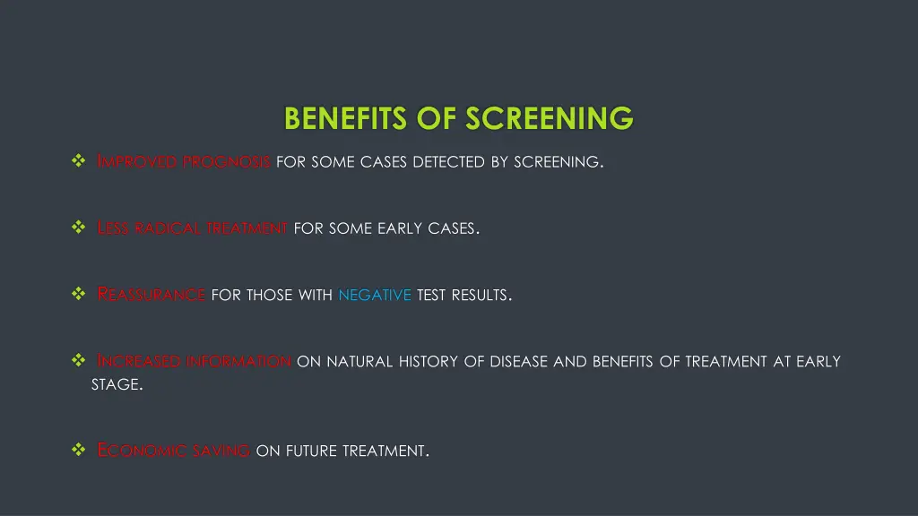 benefits of screening