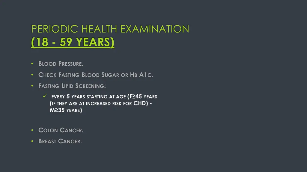 periodic health examination 18 59 years