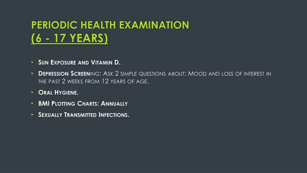 periodic health examination 6 17 years