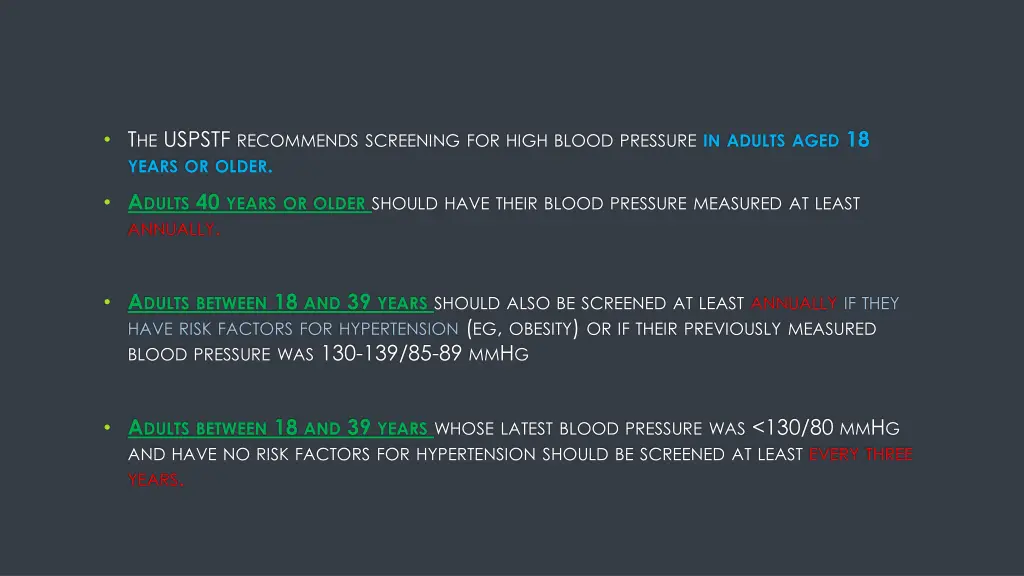 t he uspstf recommends screening for high blood