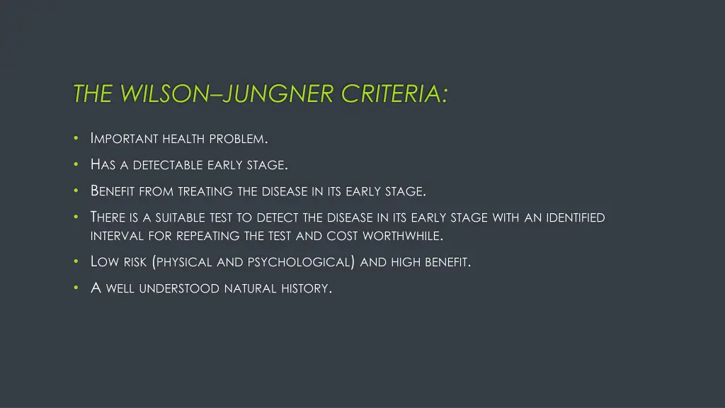 the wilson jungner criteria