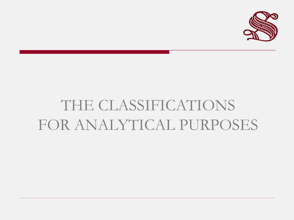 the classifications for analytical purposes