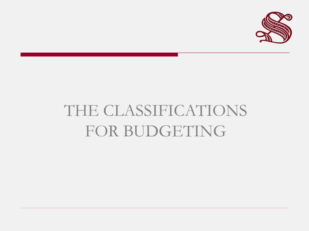 the classifications for budgeting