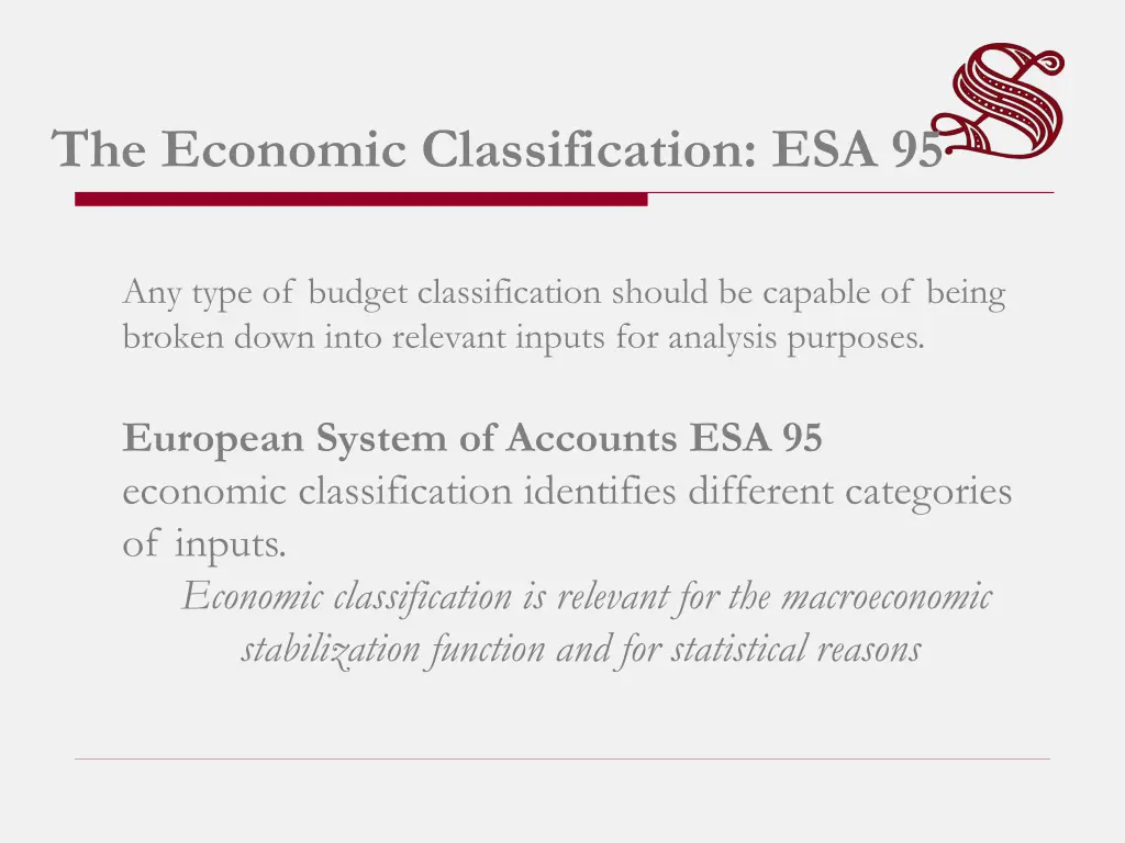 the economic classification esa 95