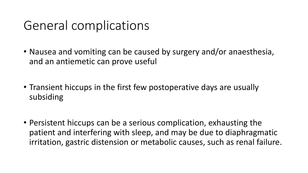 general complications