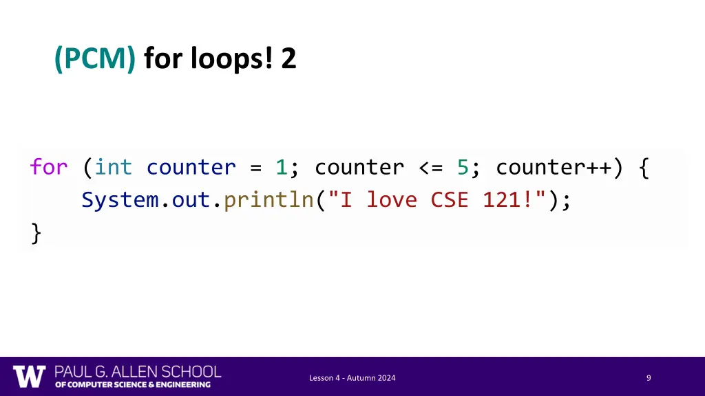 pcm for loops 2