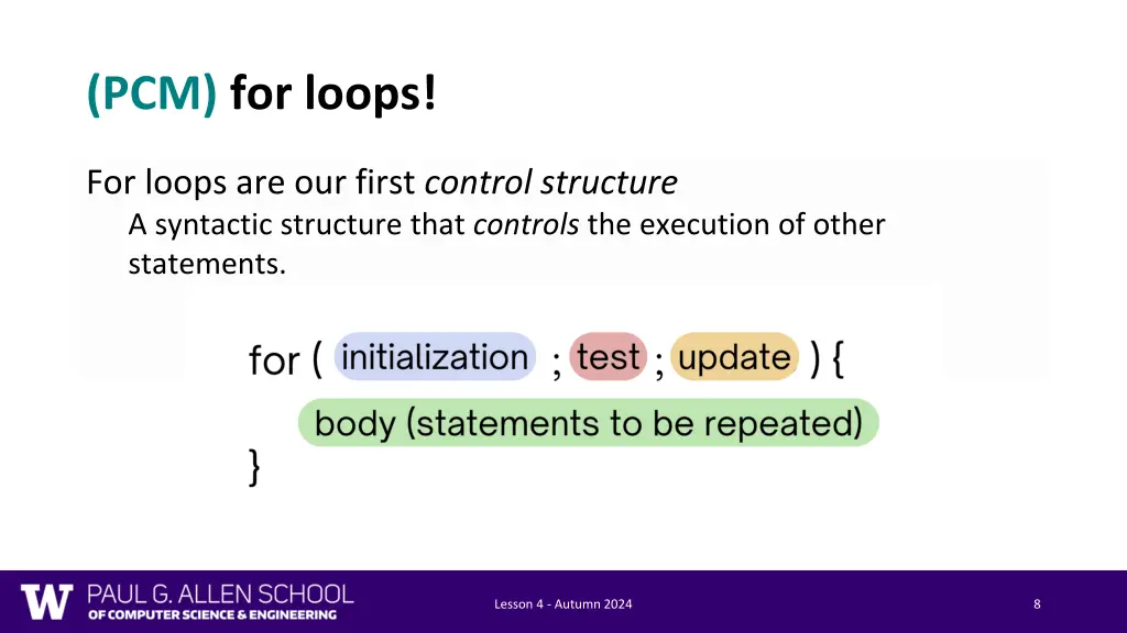 pcm for loops