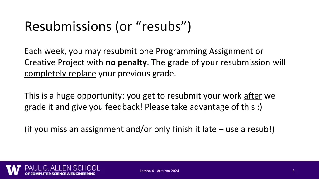resubmissions or resubs