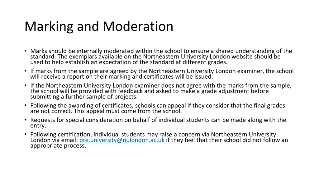 marking and moderation