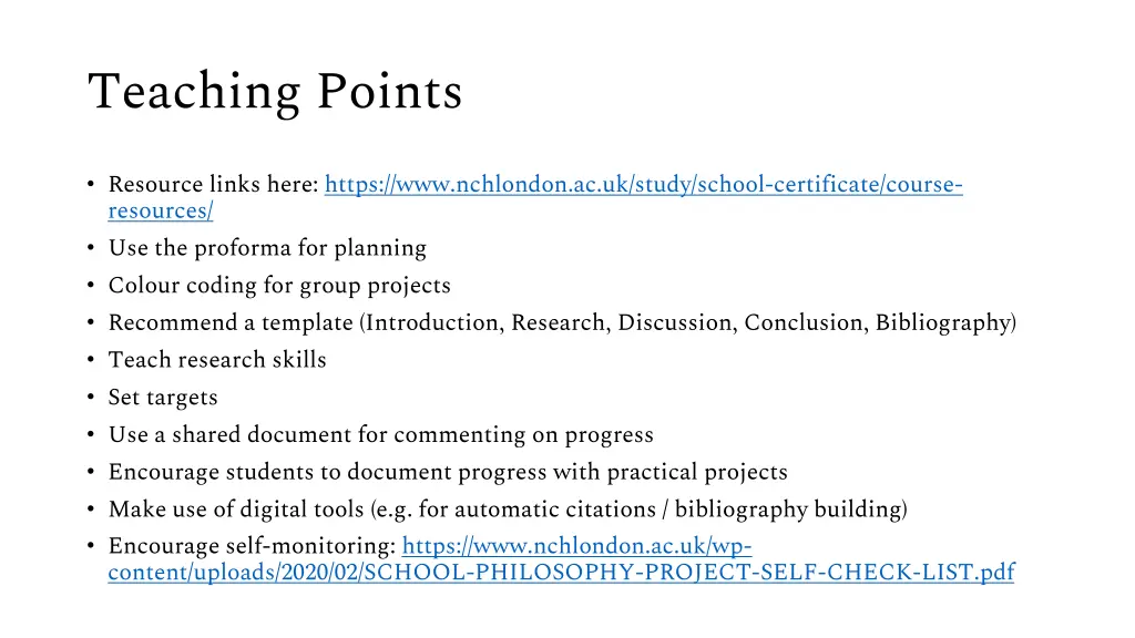 teaching points
