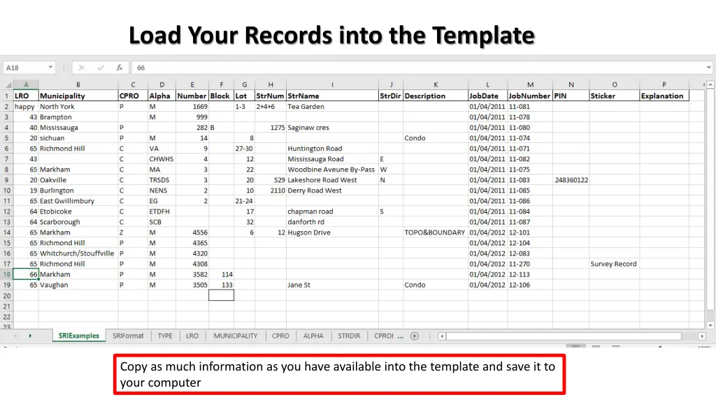 load your records into the template