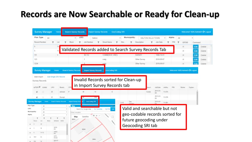 records are now searchable or ready for clean up