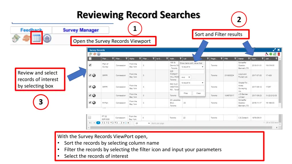 reviewing record searches