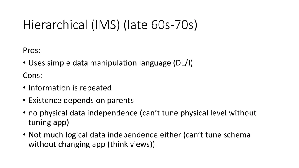 hierarchical ims late 60s 70s