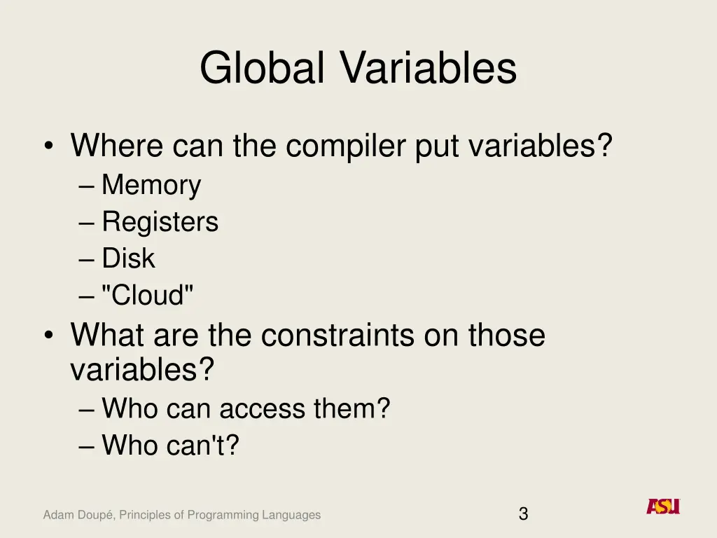 global variables