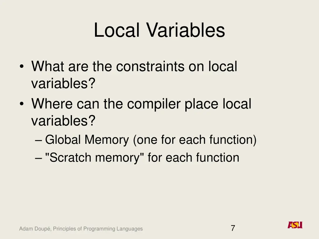 local variables 1