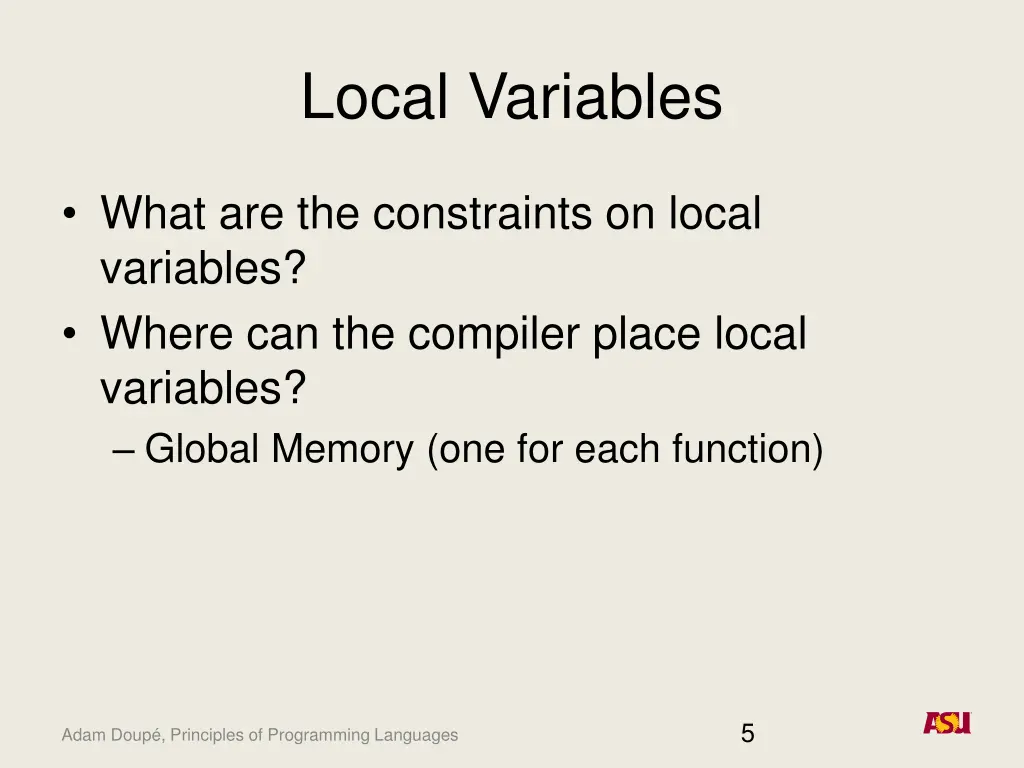local variables