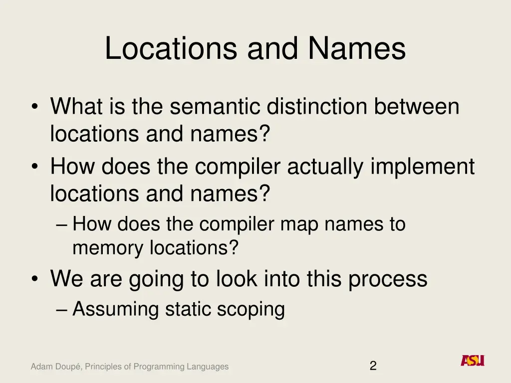 locations and names
