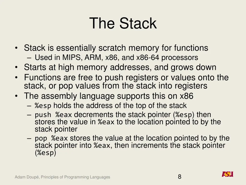 the stack