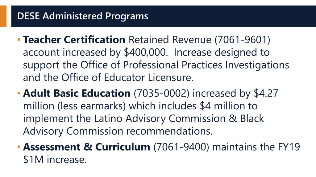 dese administered programs