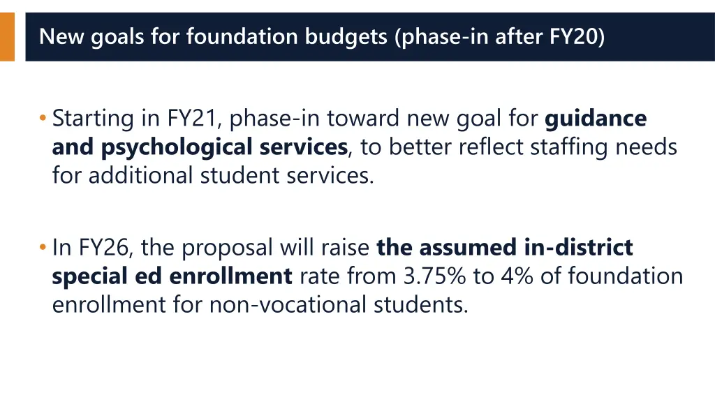 new goals for foundation budgets phase in after