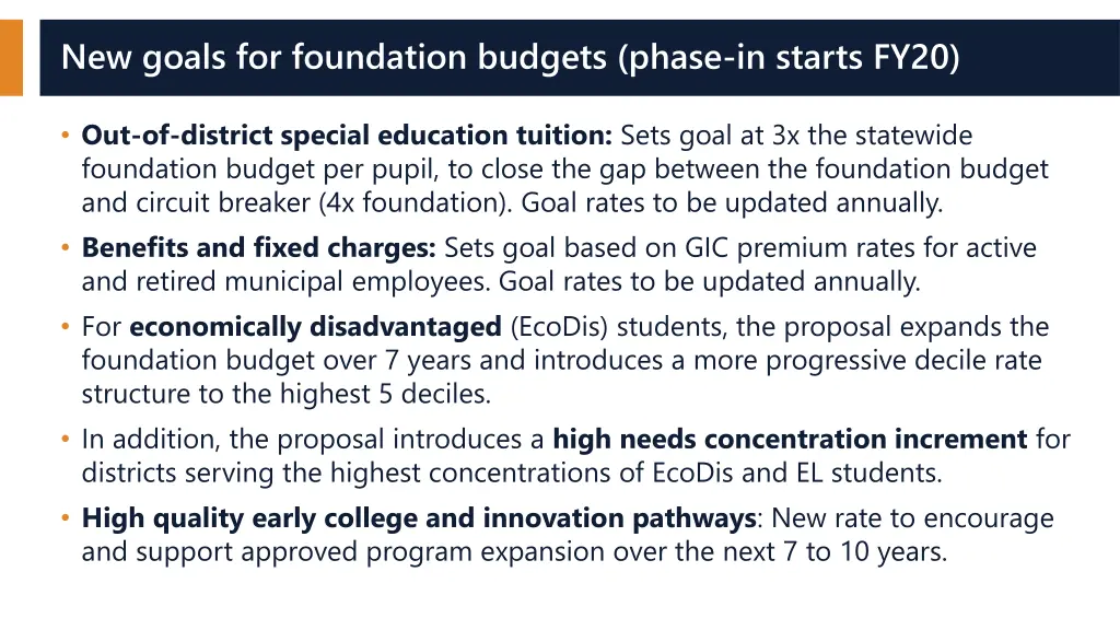 new goals for foundation budgets phase in starts