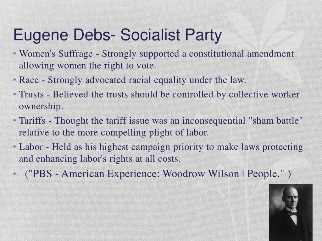 eugene debs socialist party women s suffrage