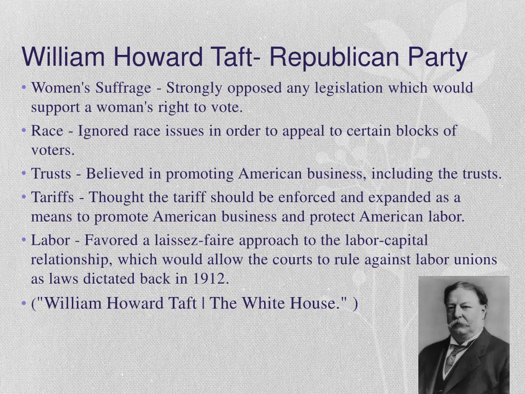 william howard taft republican party women
