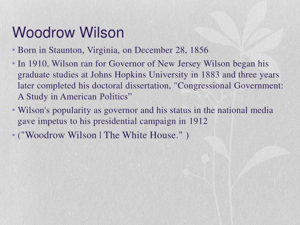 woodrow wilson born in staunton virginia
