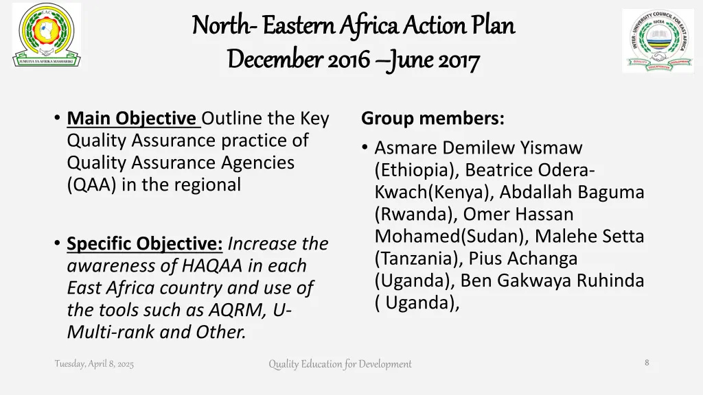 north north eastern eastern africa action plan