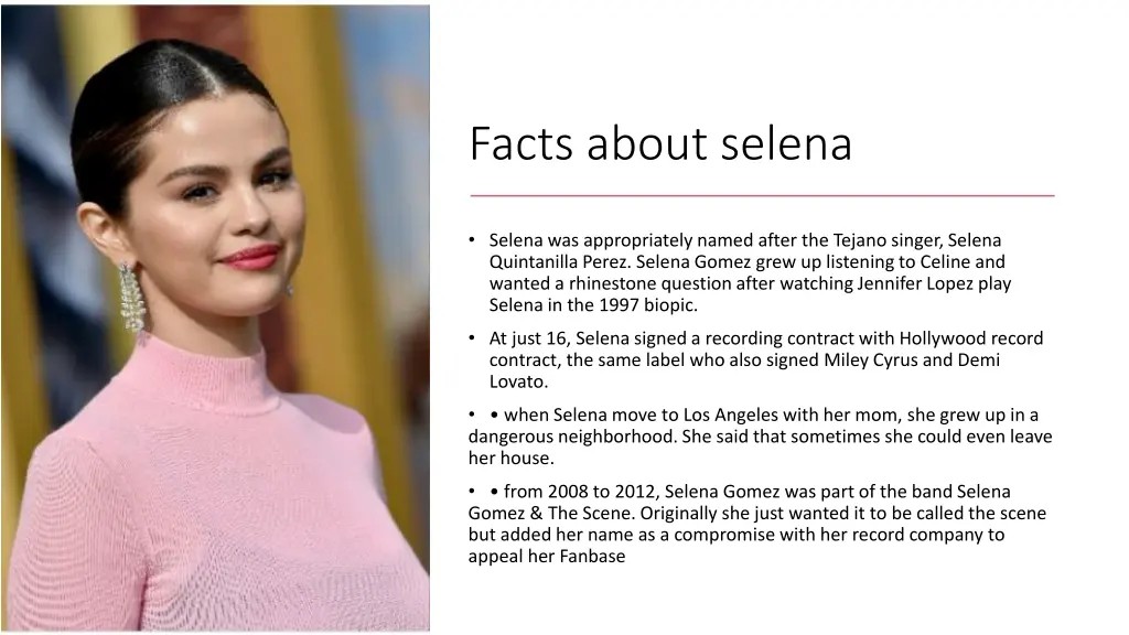 facts about selena