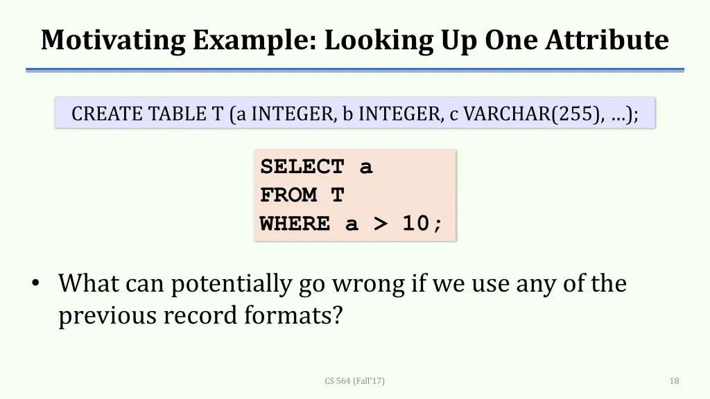 motivating example looking up one attribute