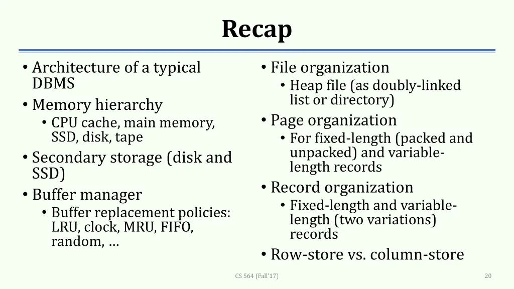 recap