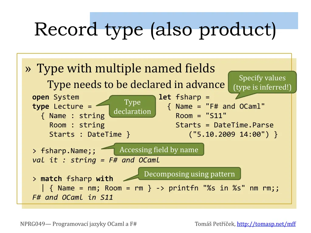 record type also product