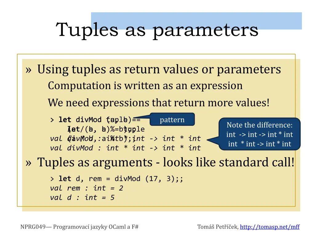 tuples as parameters