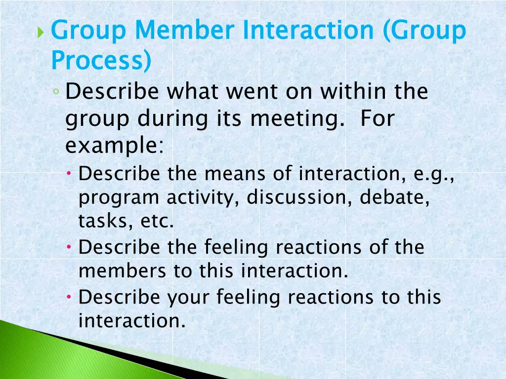 group member interaction group process describe