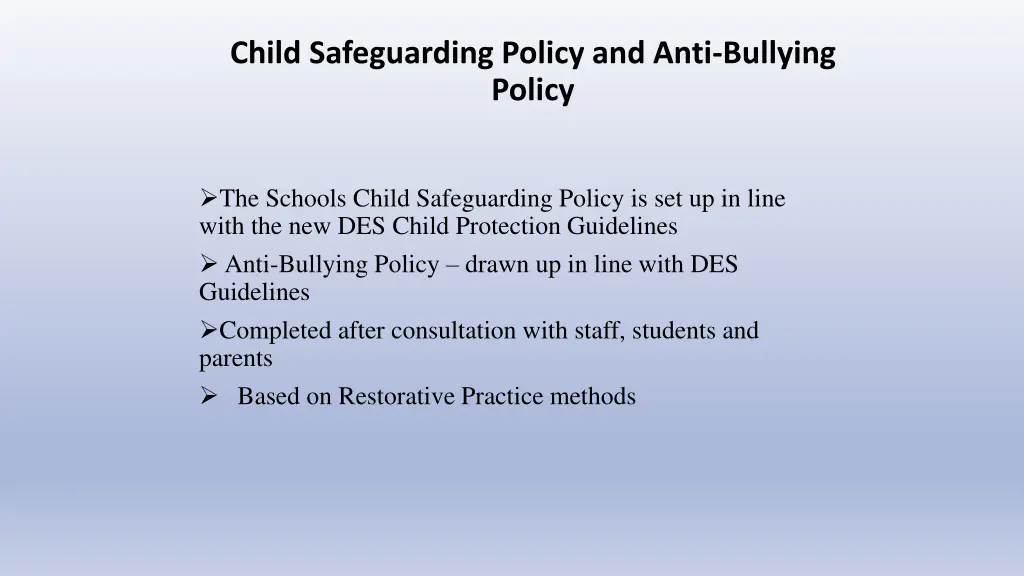 child safeguarding policy and anti bullying policy