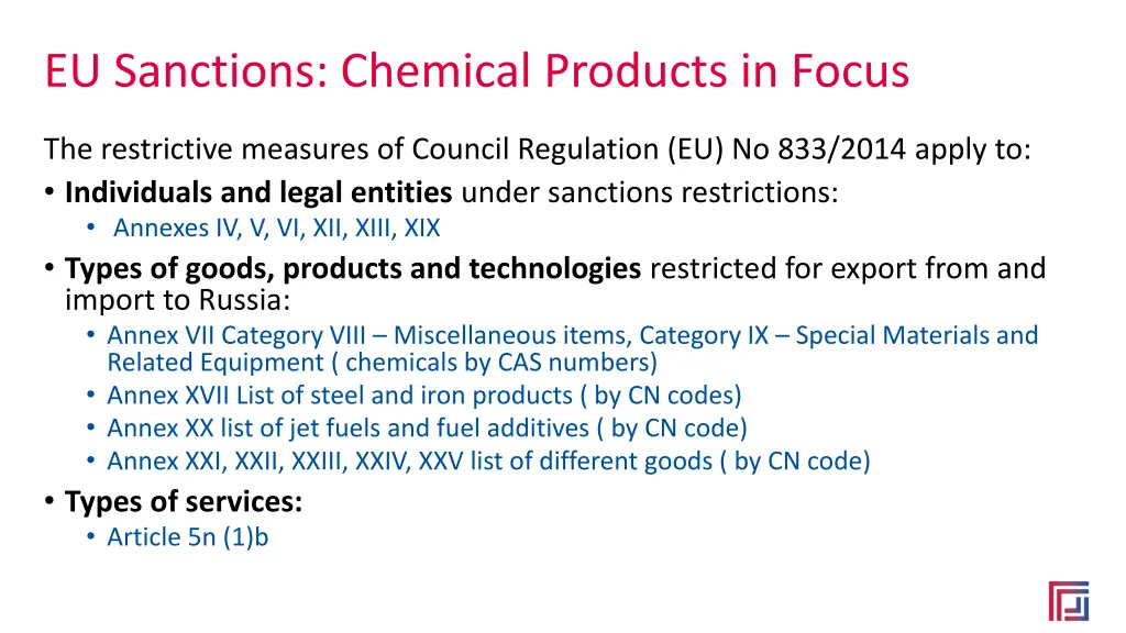 eu sanctions chemical products in focus