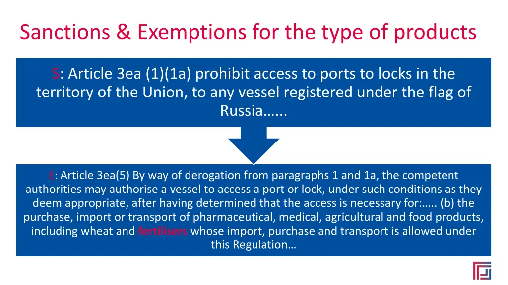 sanctions exemptions for the type of products