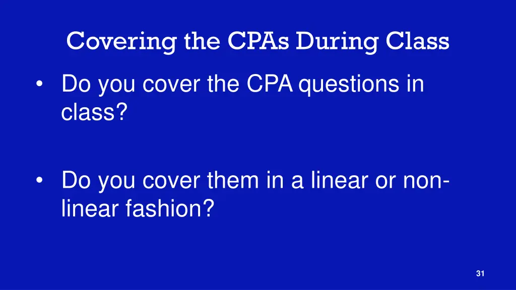 covering the cpas during class 1