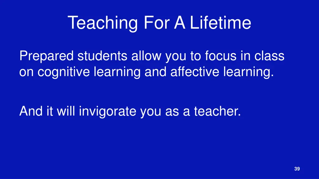 teaching for a lifetime