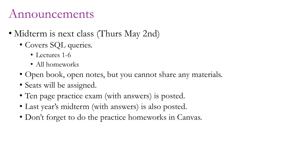 announcements