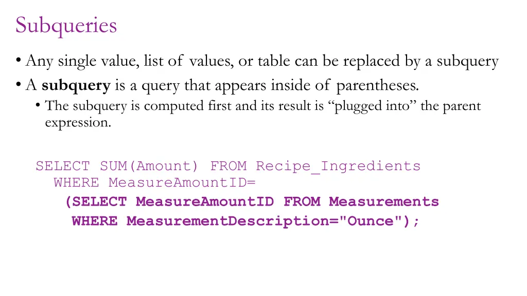 subqueries