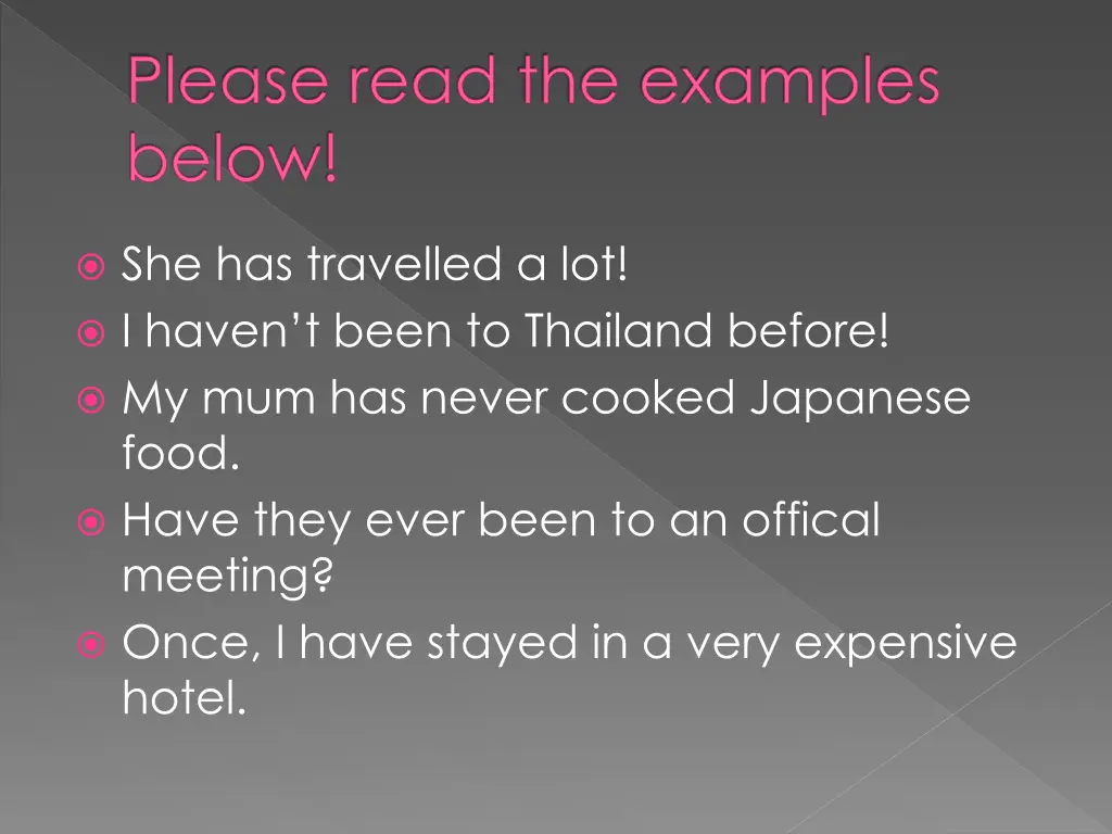 please read the examples below