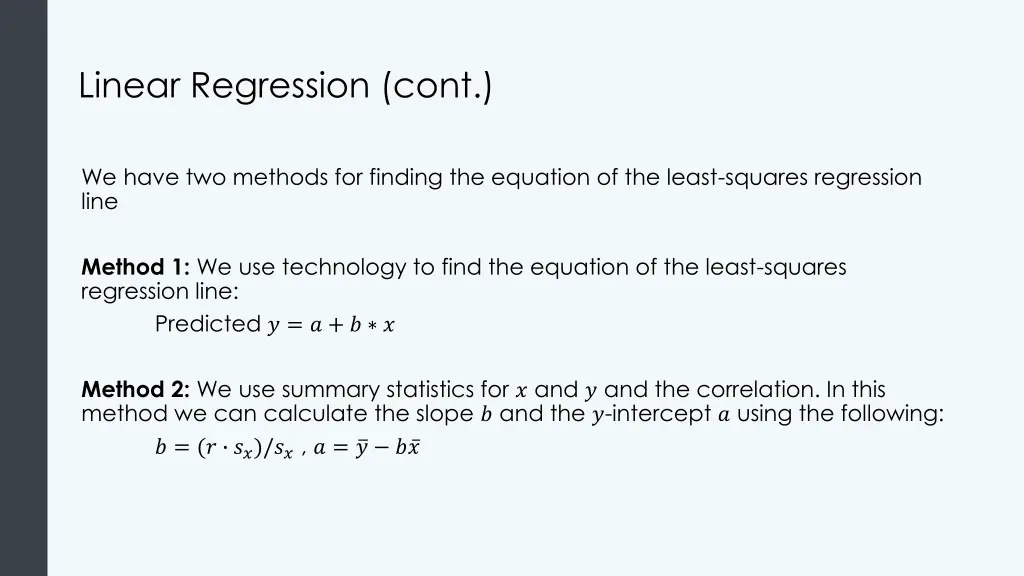 linear regression cont