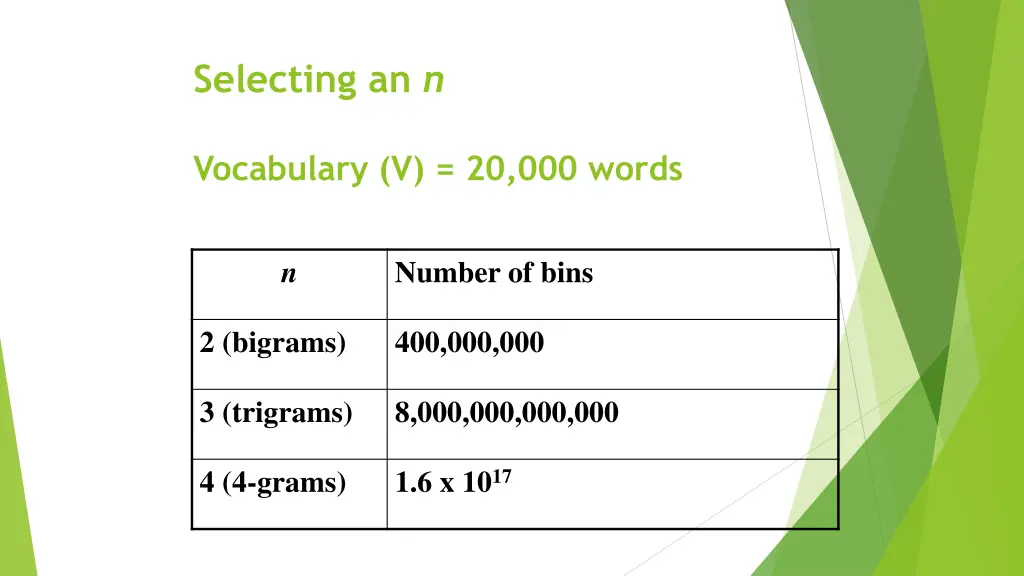 selecting an n