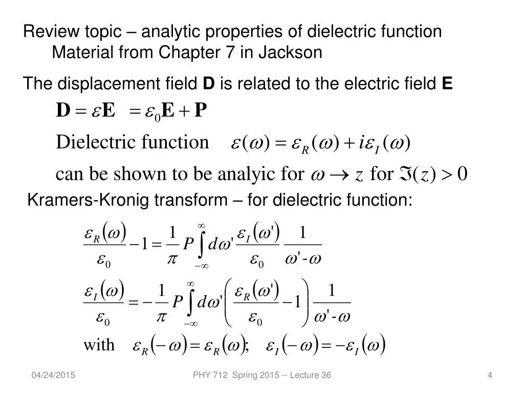review topic analytic properties of dielectric