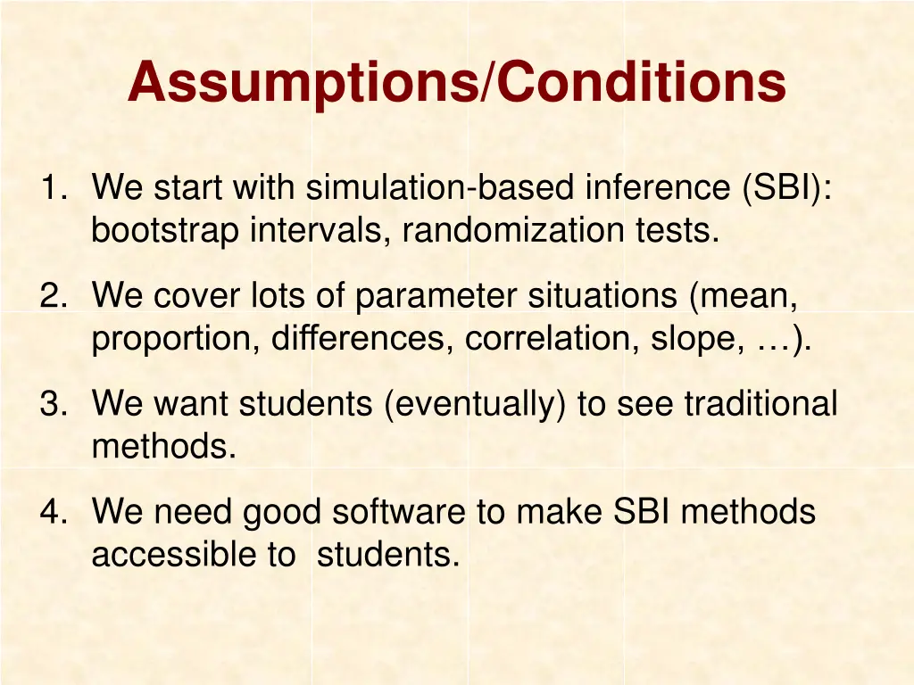 assumptions conditions