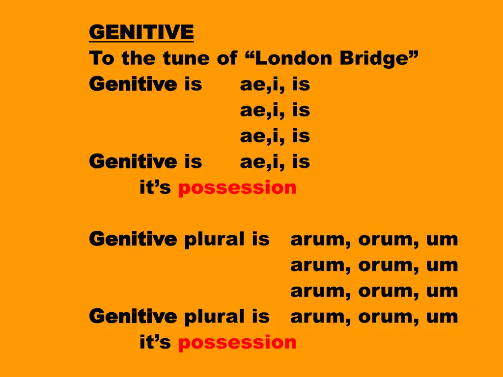 genitive genitive to the tune of london bridge